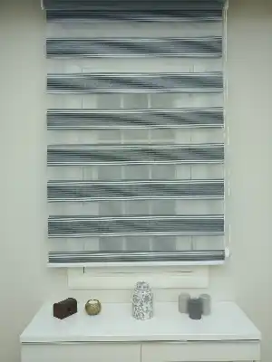 Zebra Perde Stella Series 1.kalite Lux 1616- Siyah-Beyaz-Gümüş Simli