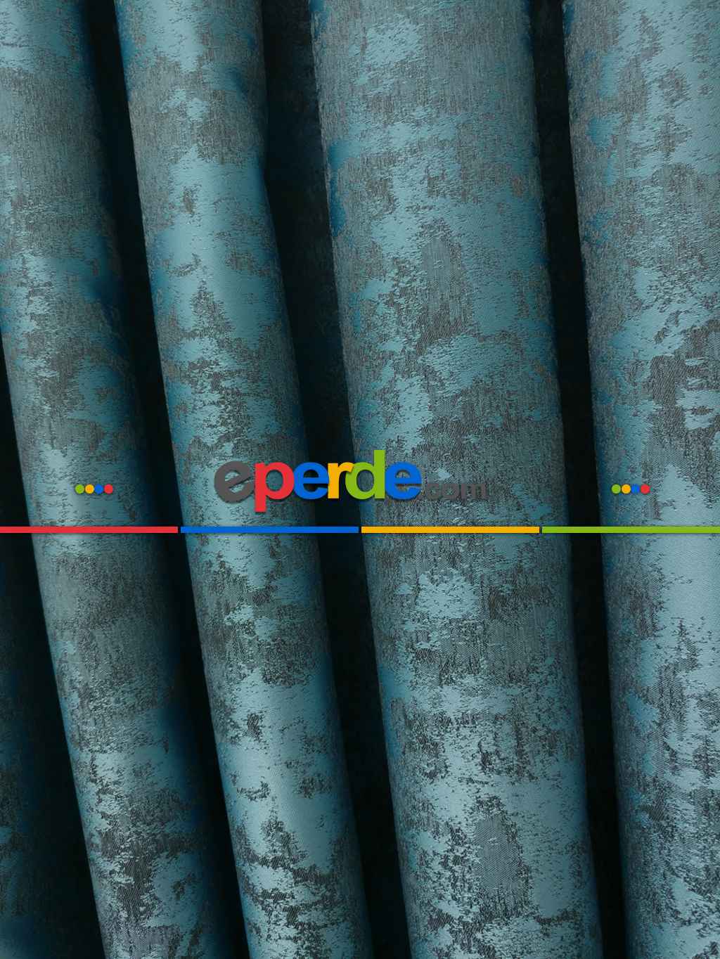 Patinedesenli Açık Mavi Renk Jakar Desenli Fon Perde- Mavi Açık-mavi Grimsi