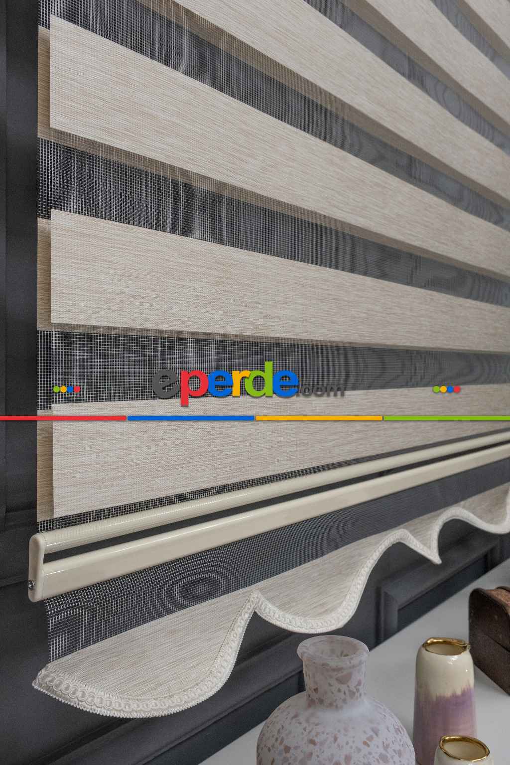 Yatak Odası - Yüksek Kaliteli Düz Bambu Krem Zebra Perde Krem