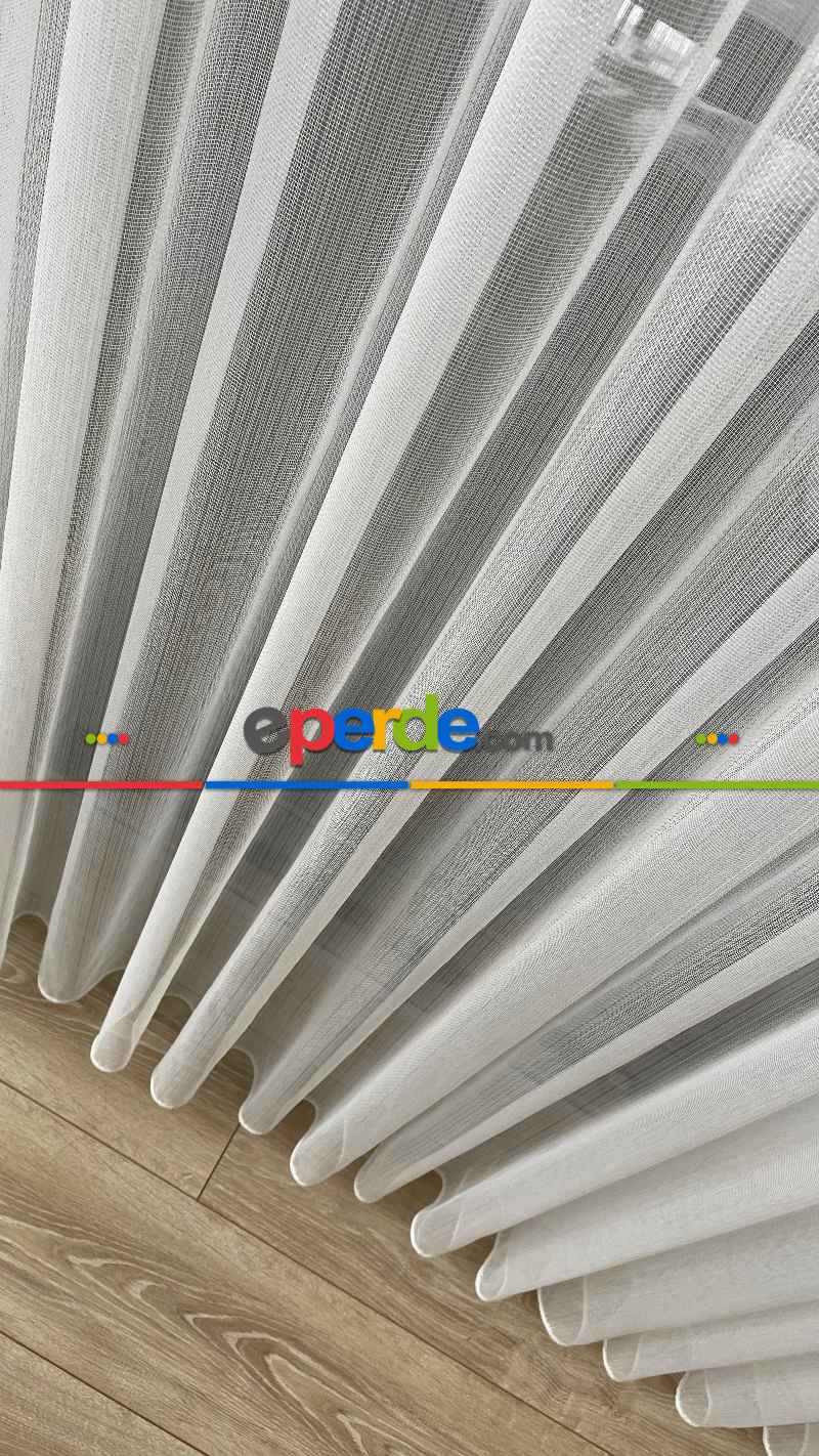 mutfak - Düz Çizgili Tül - İnci Tül - Dönergücü- Ekru