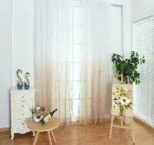 Mutfak - Renkli Geçişli Yeni Moda Pastel Renk Tül Perde - Kahverengi - Bej - Kurşunlu Tül