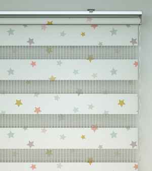 Yıldız Desenli Baskılı Zebra Perde- Çok Renkli