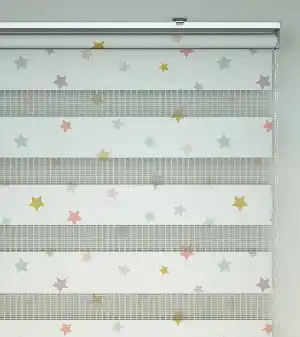 Yıldız Desenli Baskılı Zebra Perde- Çok Renkli