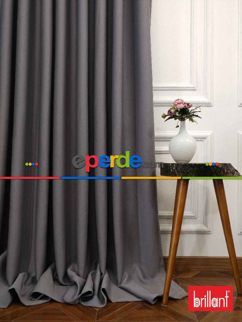 Brillant Karartma Blackout Koyu Gri Renk Fon Perde- Gri Koyu
