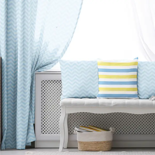 Çocuk Odası - Çocuk Fon Perde Evim1616-4 Kumaşı Kalındır Duck Bezi Değildir- Mavi-beyaz