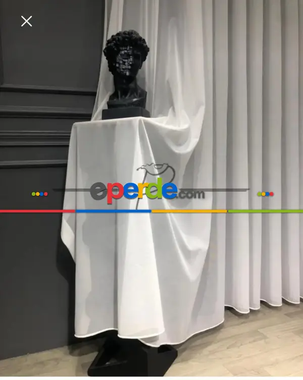 Salon - Brillant İpek Krep Lüx Tül Perde