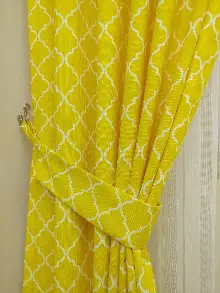 Mutfak Perdesi Kanat Fon Perde Modern Desenli- Sarı