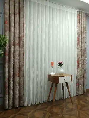 2021 Sezonu - Tül Dikey Zebra Perde - Fon Kumaşlı Tül Dikey Perde - Stor Tül Perde Hepsi Birarada- Kiremit Rengi-ekru-açık Vizon