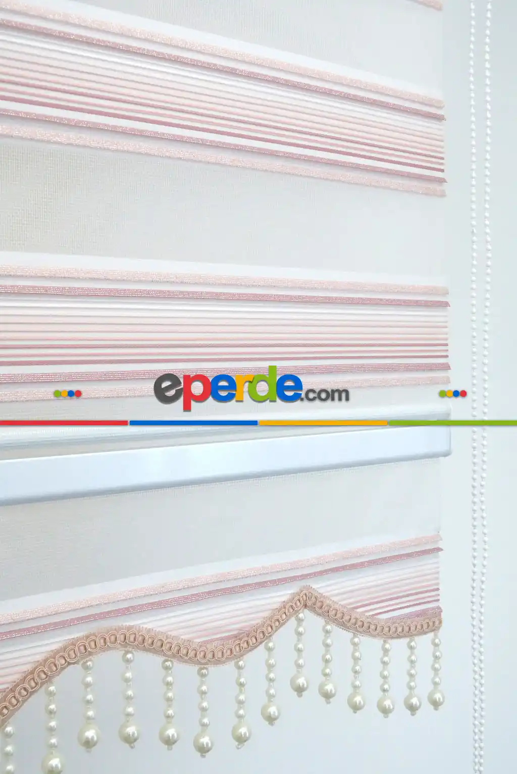 Pudra Pembe Plise Zebra Zebra Perde- Pembe Pudra Pembe