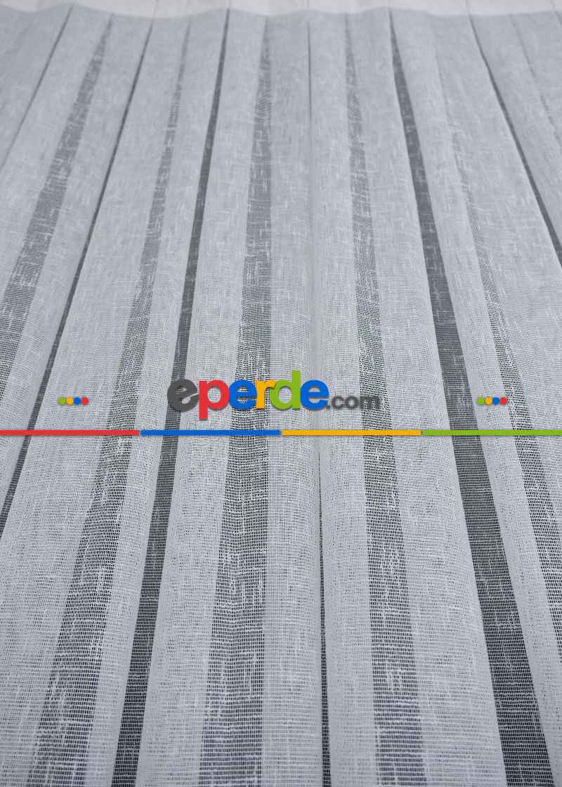 Şantuk Keten Serpme Desen Dökümlü Tül Ekru Kurşunlu Tül