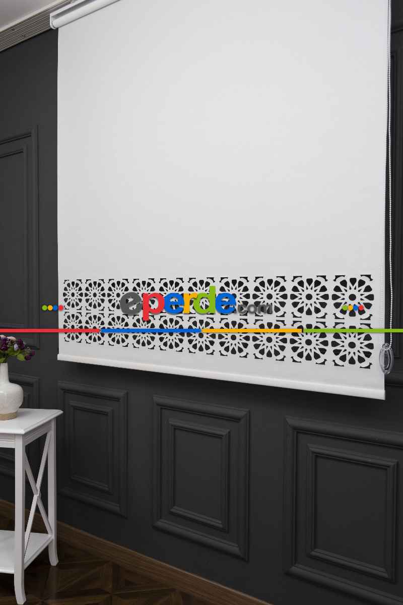 Ekru Renk Lazer Kesim Mat Stor Perde (ister Düz - İster Lazer Kesimli Satın Alın)