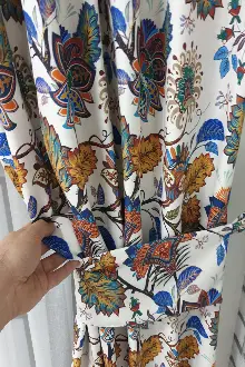 Yatak Odası - Kahve Çiçek Desenli Fon Perde Evm596 Kumaşı Kalındır Duck Bezi Değildir- Lacivert-Mavi-Kahverengi-Sarı-Beyaz-Bordo