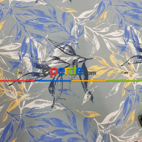 Yatak Odası - Yaprak Desenli Fon Perde Evm1518 Kumaşı Kalındır Duck Bezi Değildir-  Çok Renkli 2