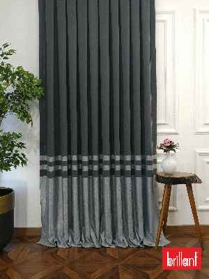 Brillant Süet Pano Fon Perde 180cm Yeni Sezon- Gri Açık-antrasit
