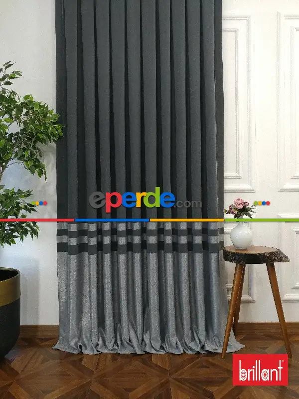 Brillant Süet Pano Fon Perde 180cm Yeni Sezon- Gri Açık-antrasit
