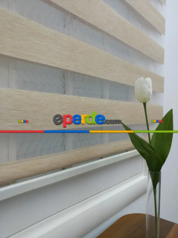 Salon Zebra - Rakipsiz Fiyat Son İndirim!!!İndirimli!!! Sütlü Kahve Bej Renk Bambu Zebra Perde (kalın Zeminli) Ozel Fiyat- Krem