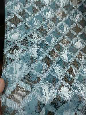 Turkuaz Desenli Jakar Fon Perde (180)- Petrol Mavisi