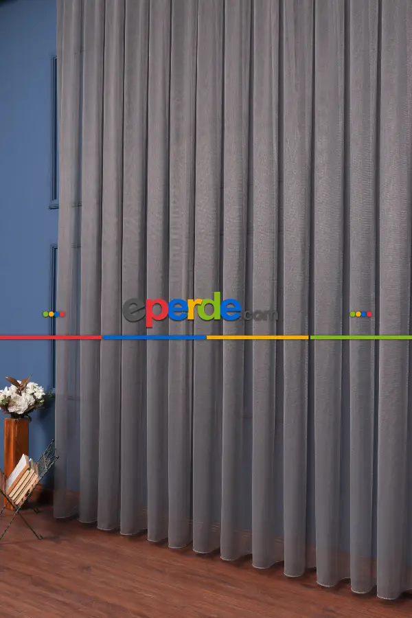 Salon - Antrasit Grek Tül Perde Petek Zemin