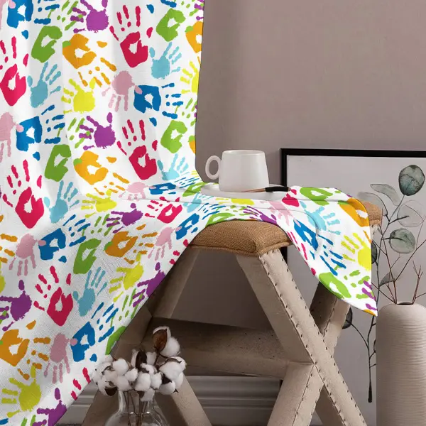 Renkli Eller Fon Perde Evim1620 Kumaşı Kalındır Duck Bezi Değildir