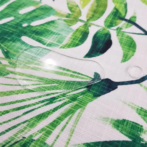 Salon Fon - Tropikal Yaprak Desenli Fon Perde Evm1119 Kumaşı Kalındır Duck Bezi Değildir- Yeşil-Beyaz