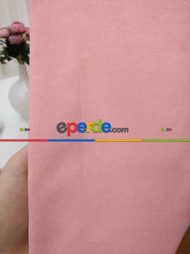 Açık Pembe Düz Sade Mutfak Fon Perde Yan Kanat Perdesi- Pembe Açık