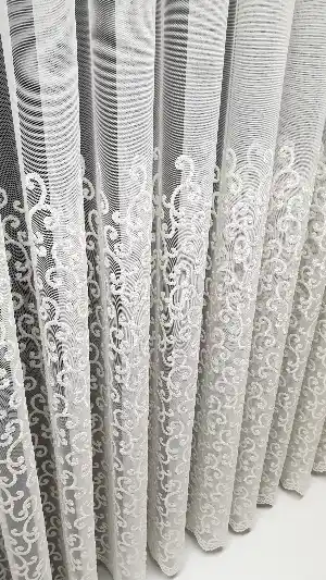 Sarmaşık Şal Desen İşlemeli Tasarım Model Etek Geniş Desen Ara Desenli Tül Perde