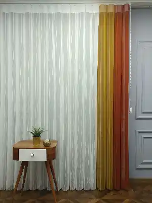 Salon - 2021 Sezonu - Tül Dikey Zebra Perde - Stor Tül Perde Hepsi Birarada- Turuncu
