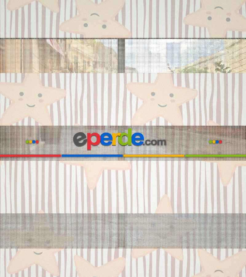 Yıldız Desenli Baskılı Zebra Perde- Çok Renkli