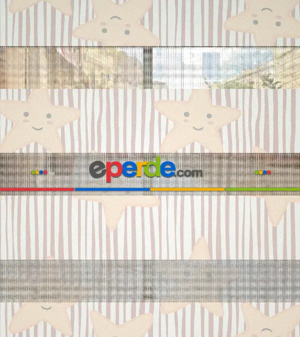 Yıldız Desenli Baskılı Zebra Perde- Çok Renkli