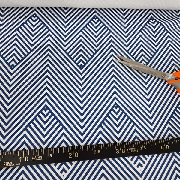 Lacivert Zigzak Desenli Fon Perde Evm620 Kumaşı Kalındır Duck Bezi Değildir- Lacivert-Beyaz