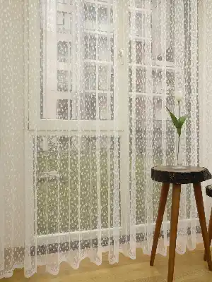 Ekru Renk Tül Perde Ve Kruvaze Perde Geniş En- Krem Açık