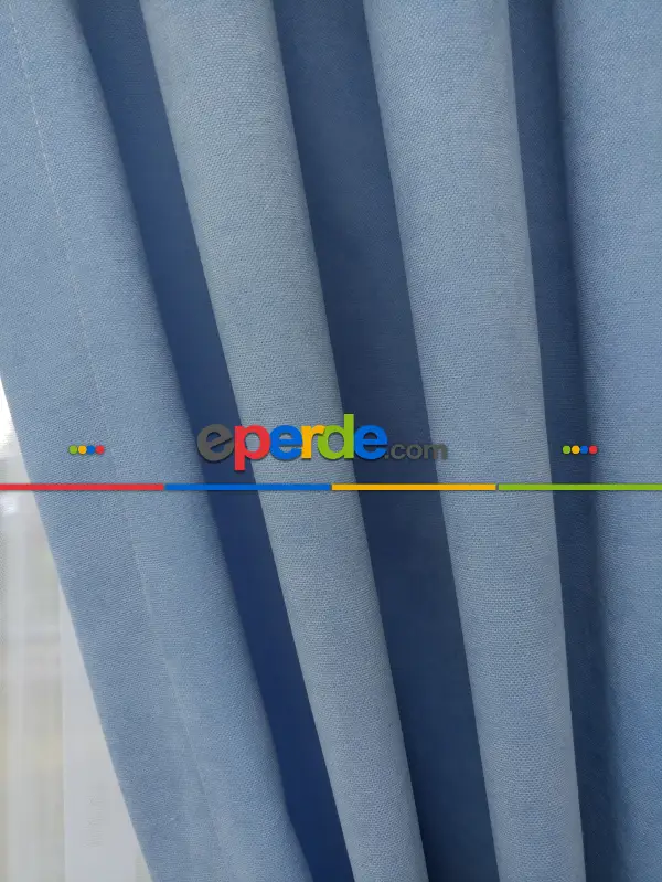 Açık Mavi Düz Fon Perde - Mavi Açık