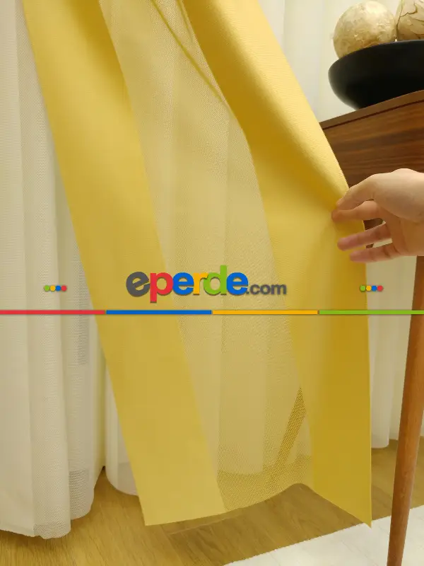 Tül Dikey Zebra Perde, 20 Renk- Kahverengi-Krem-Hardal Sarısı