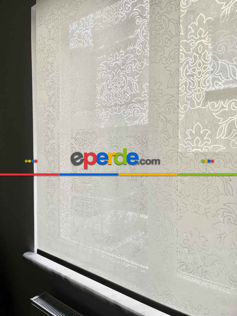 Transparan Desenli Güneşlik Stor Modern Perde