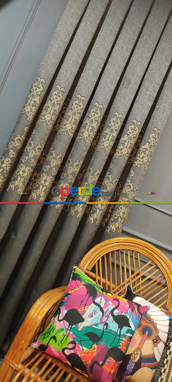Yatak Odası - Kahverengi Desenli Fon Perde, Adet Fiyatıdır, İstediğiniz Boy Ölçüsünde Dikilir, Eni 50 İla 100cm Arası Seçenekler, Sık Piledir 100cm X 1cm 