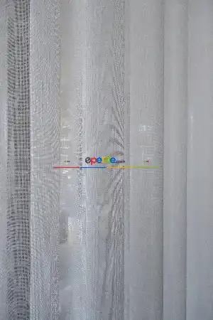 Hazır Ölçülü Outlet Naturel Keten Tül - Optik Beyaz -