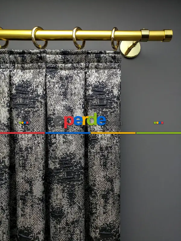 Yatak Odası Fon Patinedesenli Modern Desenli Jakarlı Fon Perde Yeni Seri 401- Lacivert-gri-füme-antrasit-füme