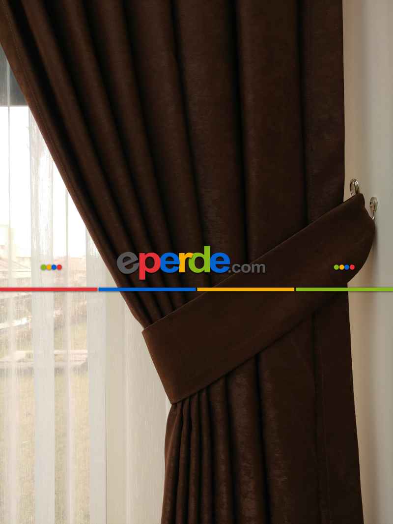 Soft Kahve Fon Perde Geniş En (285)- Kahverengi