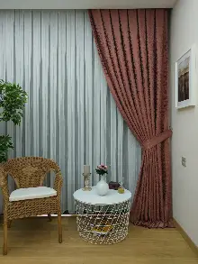 Kremit Rengi Duz Jakar Fon Perde (150)- Gül Kurusu