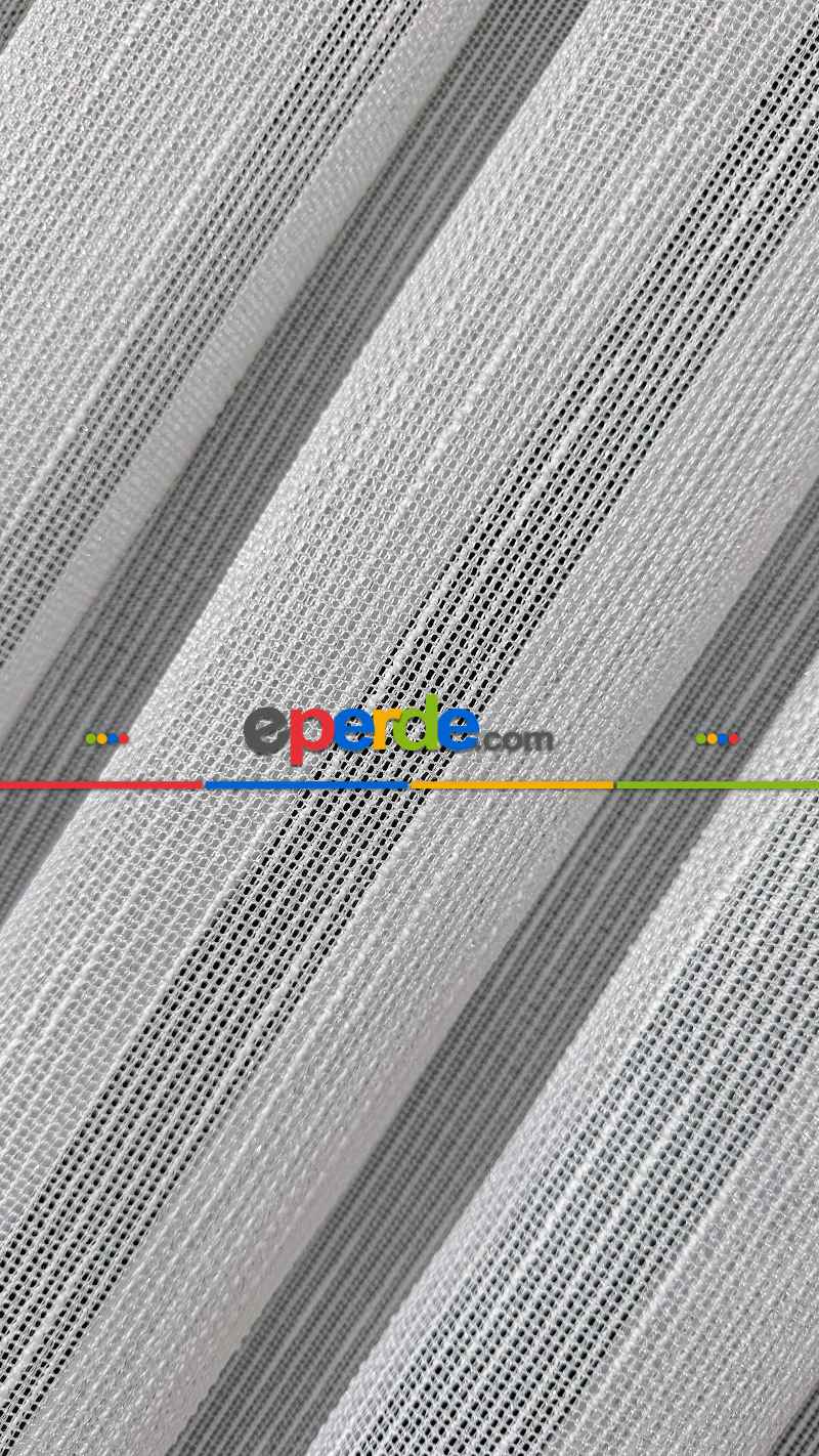 Mutfak Beyaz Keten Gümüş Simli Tül Perde - Ağır Gramajlı Premium