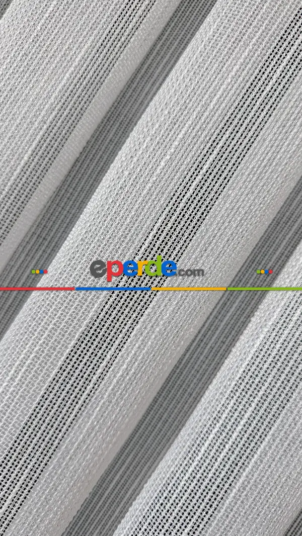 Salon - Beyaz Keten Gümüş Simli Tül Perde - Ağır Gramajlı Premium