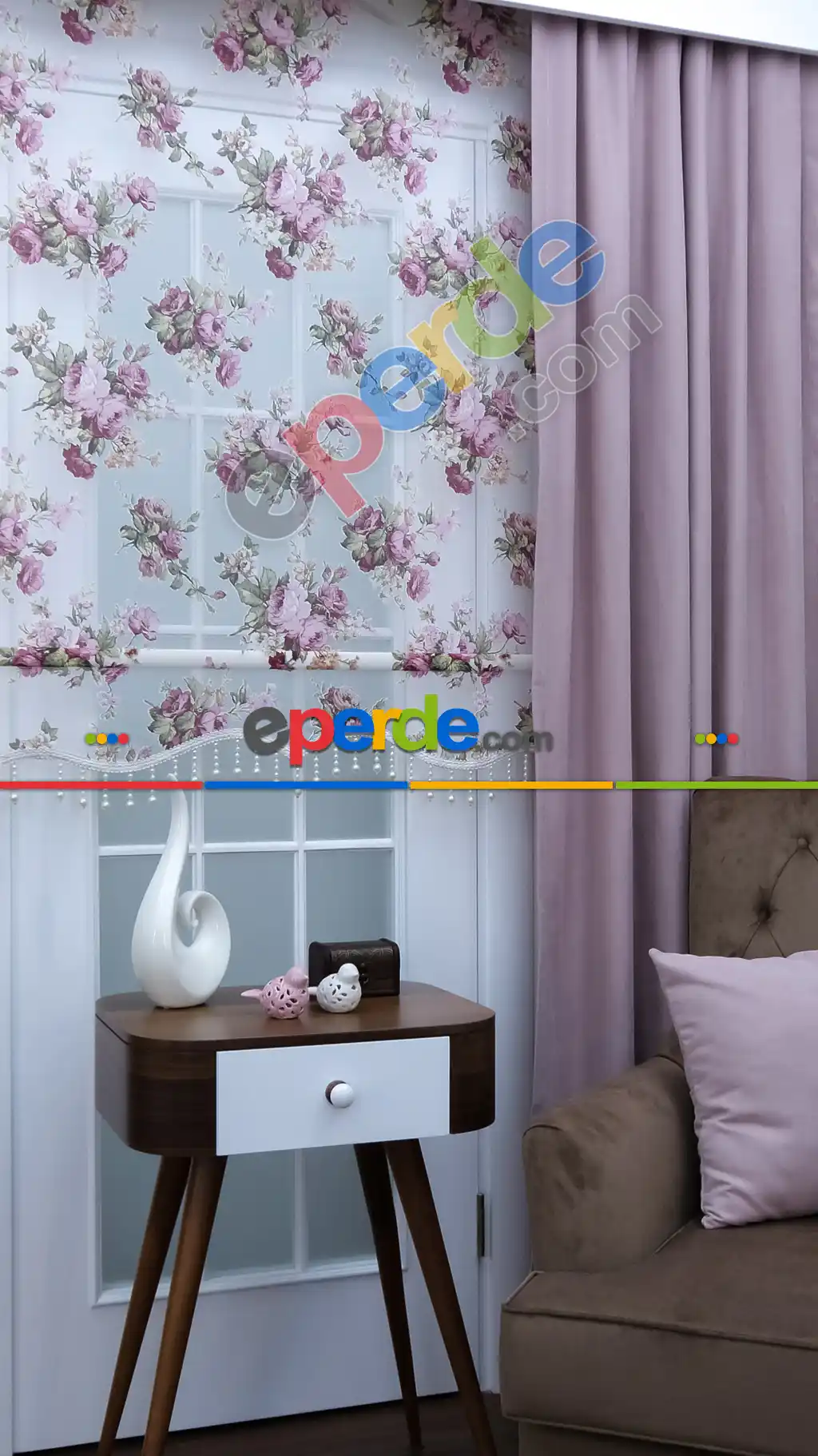 Mutfak Tül Stor Perde - Çiftli Sistem- Pembe