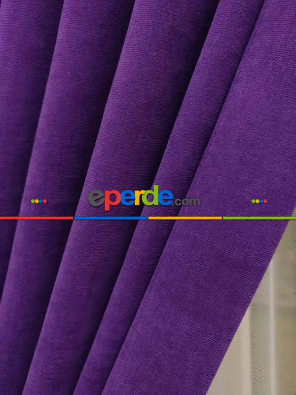 Mor Rengi - Düz Fon Perde ( Dökümlü Fon Perde)- Mor
