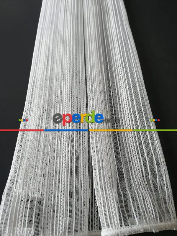 Boyuna Çizgili Simli 7000 Serisi Krem Tül