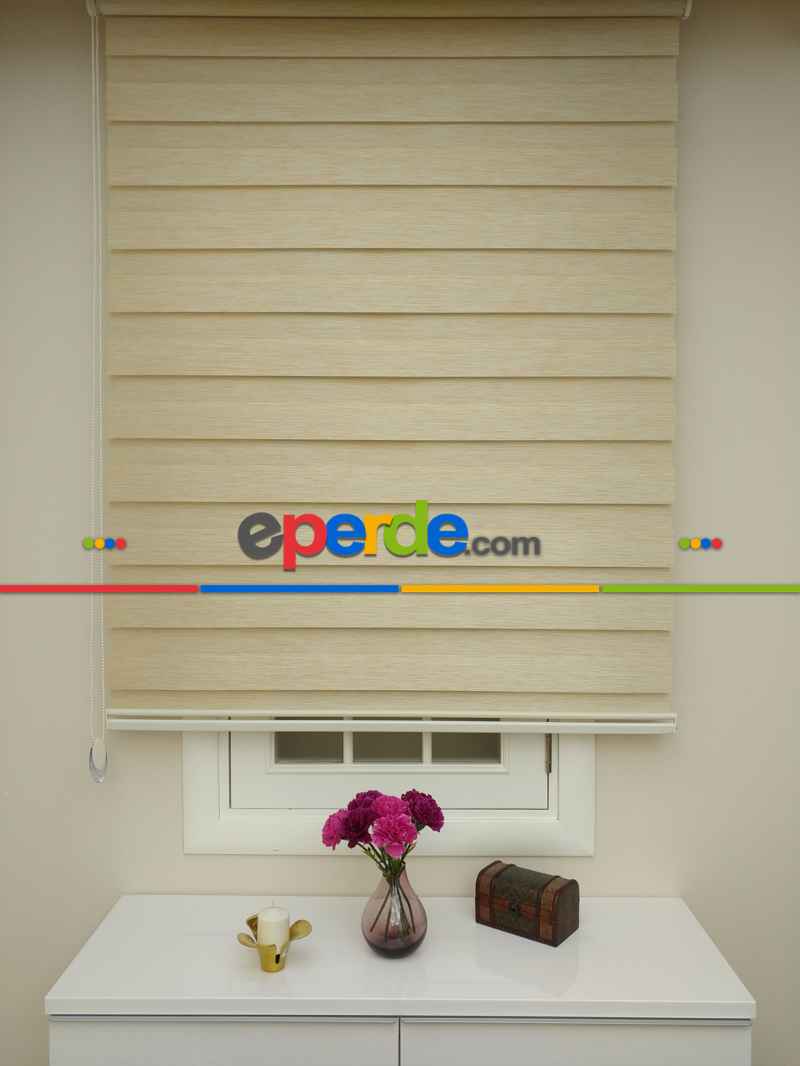 Sütlü Kahve Düz Bambu Zebra Perde- Sütlü Kahve