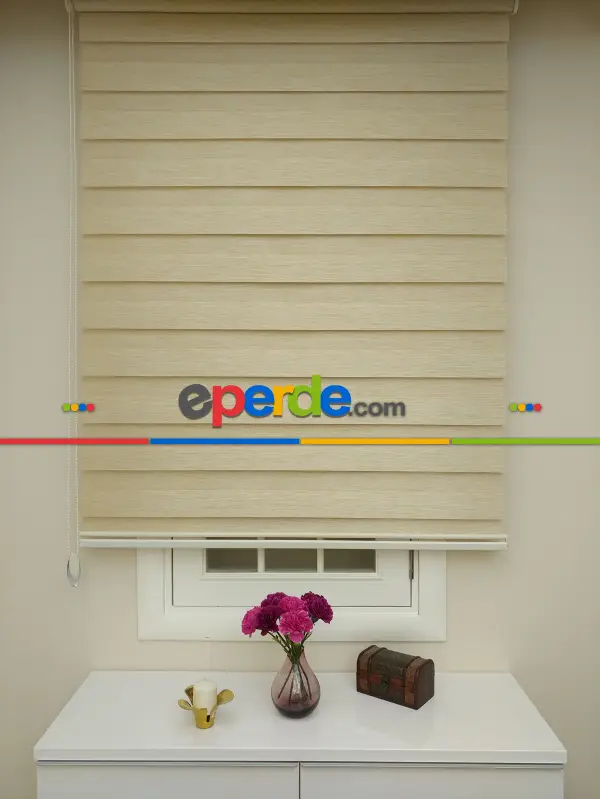 Sütlü Kahve Düz Bambu Zebra Perde- Sütlü Kahve