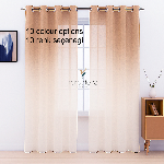 Mavi Renk Renkli Degrade Rustik Tül Perde Kahverengi