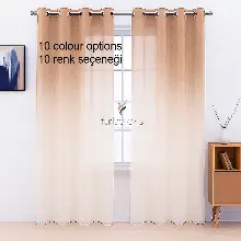 Kahve Vizon Bej Renk Renkli Degrade Rustik Tül Perde