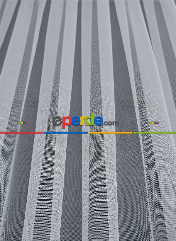 Kız Çocuk Odası Tül Perde - Mavi Pembe Renkli Gökkuşağı Desenli Tül Perde