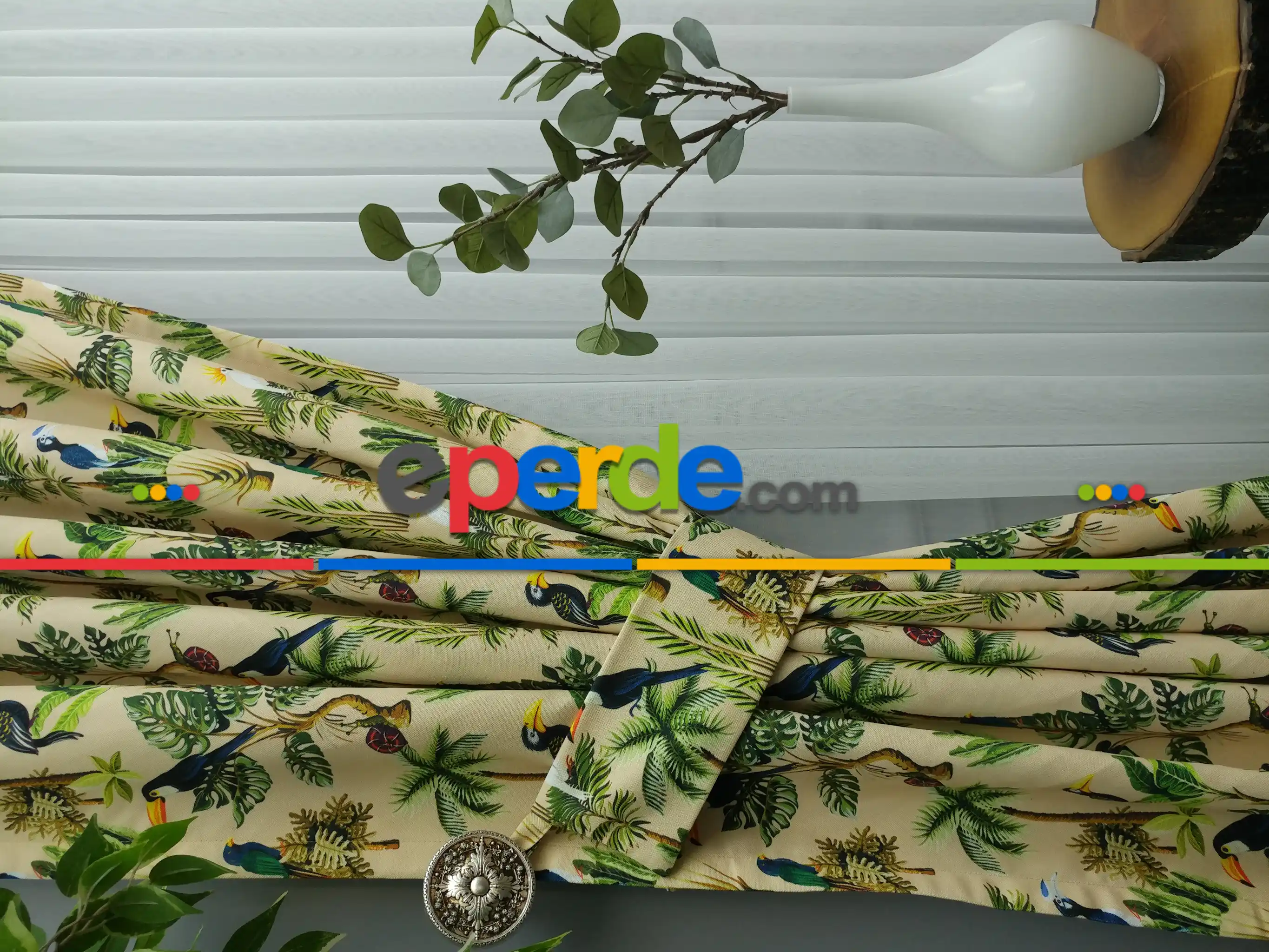 Mutfak Fon Perde Baskılı- Mavi